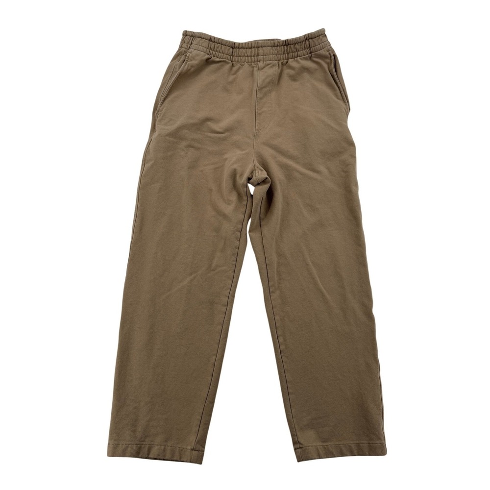 Uniqlo Washed Jersey Ankle Pants Mens S Brown Excellent Straight Leg Drawstring